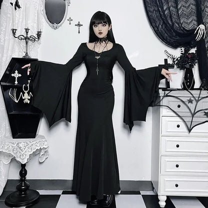 Women's Halloween Costume Batwing Sleeve Black Gothic Dress The Clothing Company Sydney