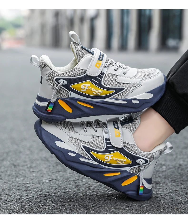 Boys’ Breathable Mesh Sneakers – Non-Slip Lightweight Kids Sports Shoes with Hook & Loop Closure (Ages 7–13) The Clothing Company Sydney