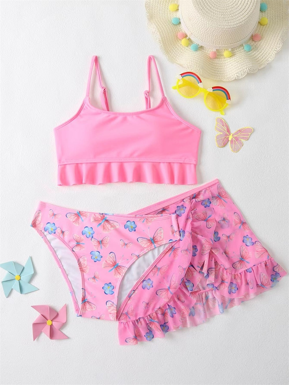 Flower Print Girls Swimwear Kids Children 3 Piece Swimsuit Cover Up Set Teens Swimming Suit The Clothing Company Sydney