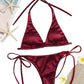 Metallic Halter Triangle Swimsuit Women Swimwear Bathing Suits Brazilian Thong Micro Bikinis Set Beach Wear