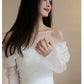 One Shoulder Satin Light Wedding Dress with Simple and Slim Fit Sweet Long Sleeved Bride Evening Gown