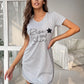 Summer Sleepwear Women Lace Hem Nightdress V-neck Short Sleeve Pajamas Nighties Nightgown Nightwear Side Split Skirt