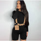 Casual Women's Knitted Bodycon Jumpsuit Fashion Long Sleeve Short Sport One-piece Suit Spring Back Zipper Yoga Playsuit The Clothing Company Sydney