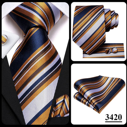 Blue Paisley Silk Tie Set – Necktie, Cufflinks & Hanky for Men The Clothing Company Sydney