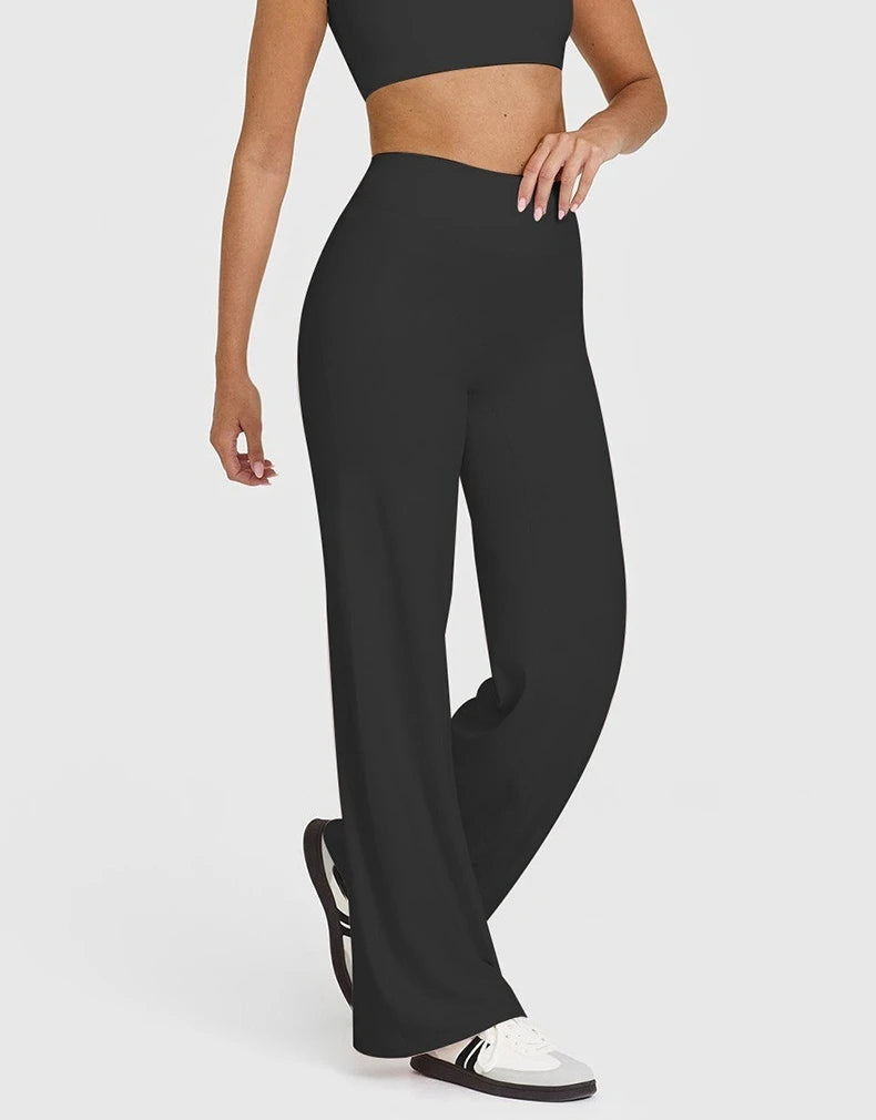 Women's Mid Waist Sport Trousers Wide-Leg Pants Ultra Soft Yoga Pilates Running Gym Pants