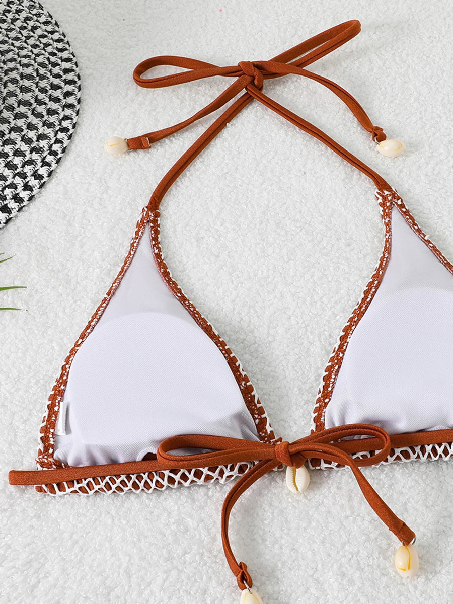 2 Piece Halter String Triangle Bikini Swimwear Mesh Swimsuit Solid Bathers Bathing Swimming Swim Suit Beachwear The Clothing Company Sydney