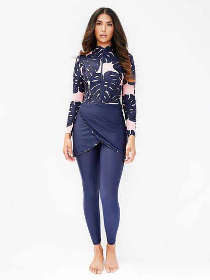 3 Piece Swimwear Women Long Sleeve Swimsuit Long Pants Top Conservative Bathing Suit