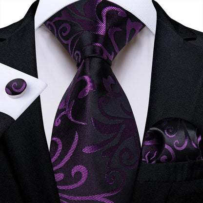 Luxury Purple Paisley Silk Tie Set for Men – 8cm Gift Set The Clothing Company Sydney