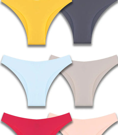 6 Pack Ice Silk Seamless Underwear Low Waisted Pants Breathable High Elasticity Lingerie Intimates Panties Briefs
