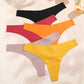 3 Pack Women Ice Silk Seamless Underpants Panties V-Waist Sport Thongs Low Rise Breathable G-string Underwear