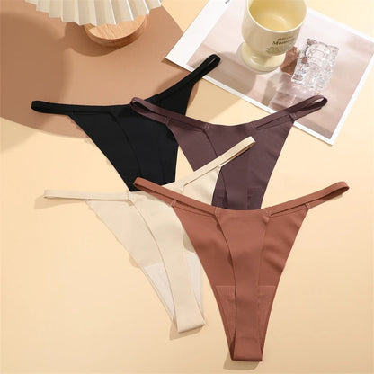 4 pack Seamless Ultra-thin Underwear Womens Thin Belt Panties Female High Stretch Thongs Breathable G-String Lingerie