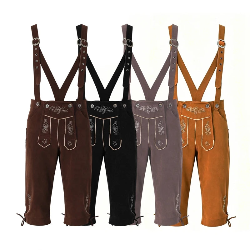 Men's Carnival Munich Oktoberfest Costume Faux Leather Pants Waiter Cosplay Fancy Party Dress