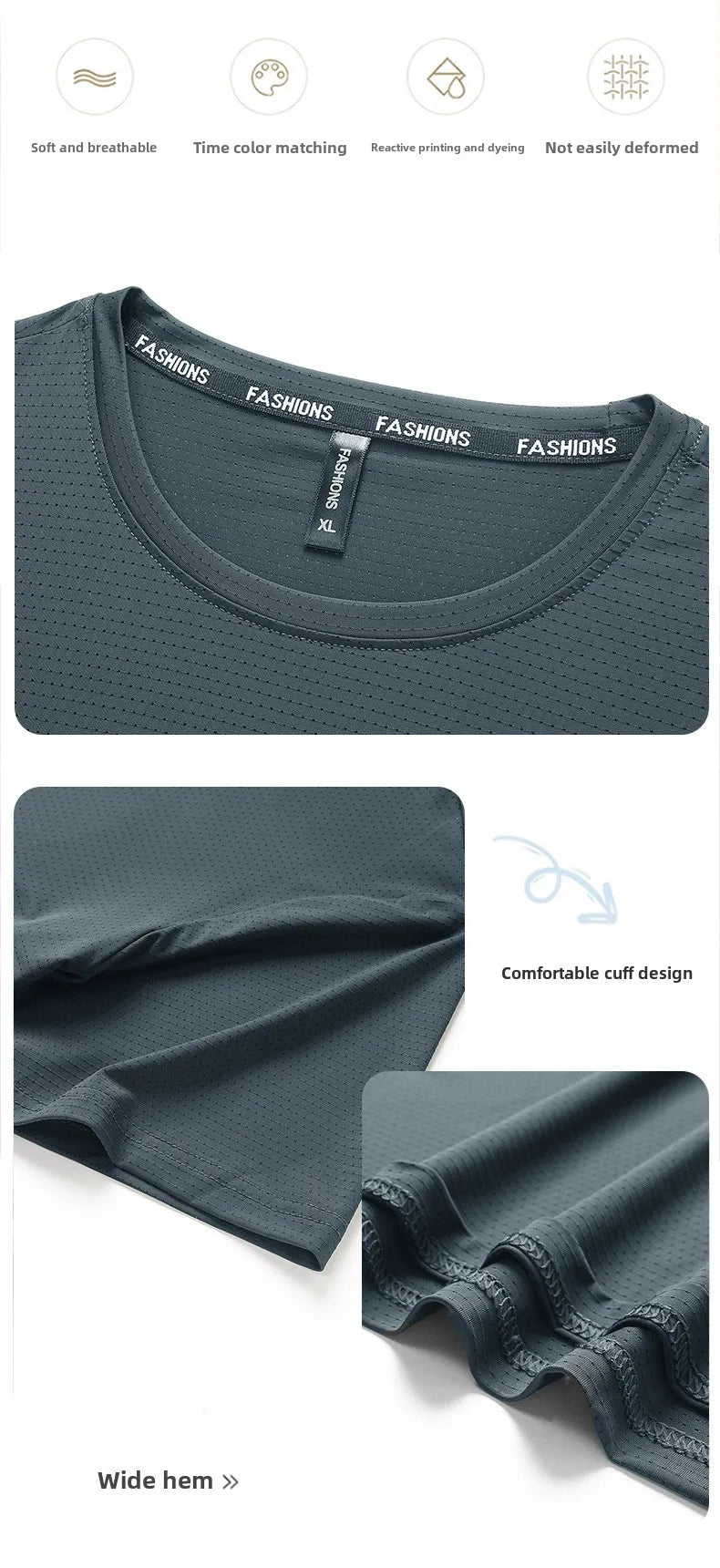 Ice Silk T-Shirts Men Plus Size Tshirt Tee Shirt Breathable Running Top