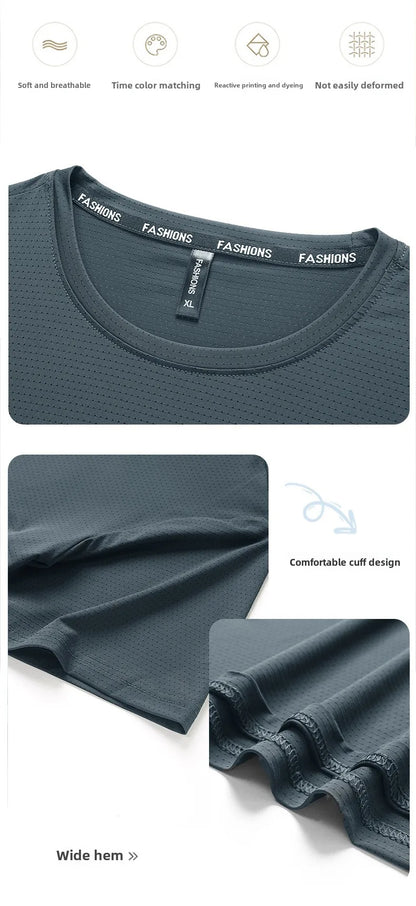 Ice Silk T-Shirts Men Plus Size Tshirt Tee Shirt Breathable Running Top