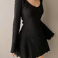 Casual Frill Long Sleeve Black Female Dress Slim Spring Autumn Mini Dresses Basic Fashion Elegant Outfit The Clothing Company Sydney