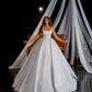 Vintage A-Line Sequins Square Collar Bridal Gown Sweep Train Spaghetti Strap Wedding Dresses The Clothing Company Sydney