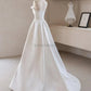 Luxury White Satin Trailing Wedding Dresses Women Elegant Strapless Long Prom Party Bridal Dress