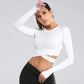 Long Sleeve Midriff Yoga Tops Sports Fitness Crop Top Gym Shirts Slim Fit Running Tank Tops Criss Cross Top The Clothing Company Sydney