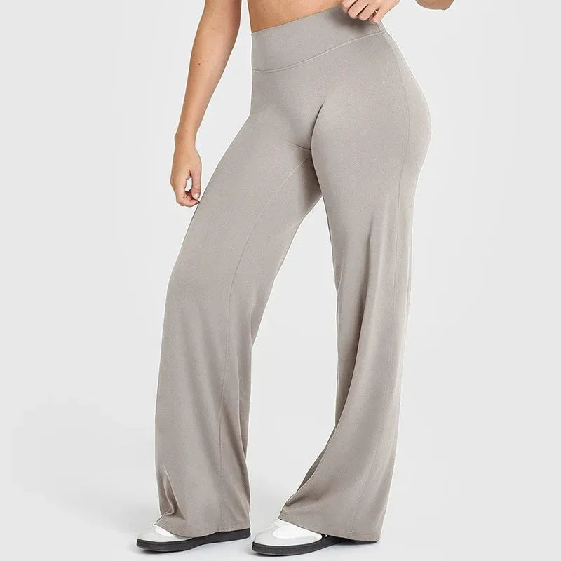Women's Mid Waist Sport Trousers Wide-Leg Pants Ultra Soft Yoga Pilates Running Gym Pants