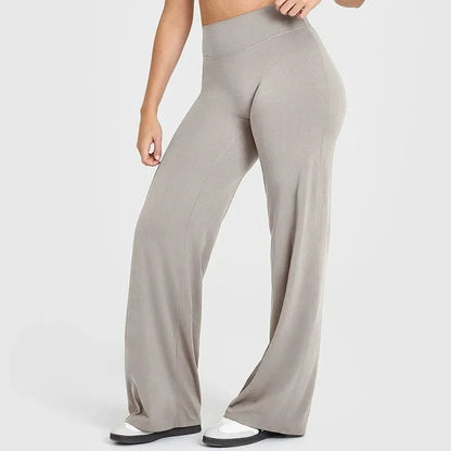Women's Mid Waist Sport Trousers Wide-Leg Pants Ultra Soft Yoga Pilates Running Gym Pants