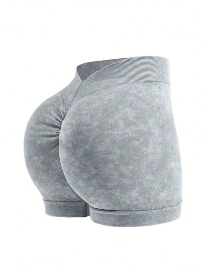 Women's Washed Yoga Shorts Fitness Quick Drying High Waist Workout Biker Shorts Hip Lift V Waist Sports Shorts The Clothing Company Sydney