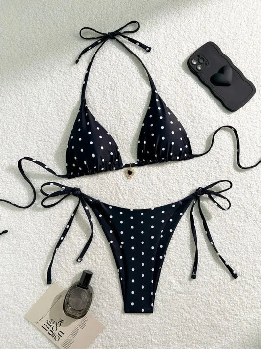 Bikini Set Black White Polka Dot 2 Piece Swimsuit Beachwear Swimwear The Clothing Company Sydney