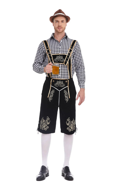 Men's Three Piece Oktoberfest Lederhosen Costume Bavarian German Festivals Suspenders Shirt Hat Male Cosplay Costume The Clothing Company Sydney