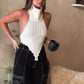 Fashion Knitted Turtleneck Crop Tops for Women Summer Sleeveless Backless Tanks Cropped Party Club Top The Clothing Company Sydney