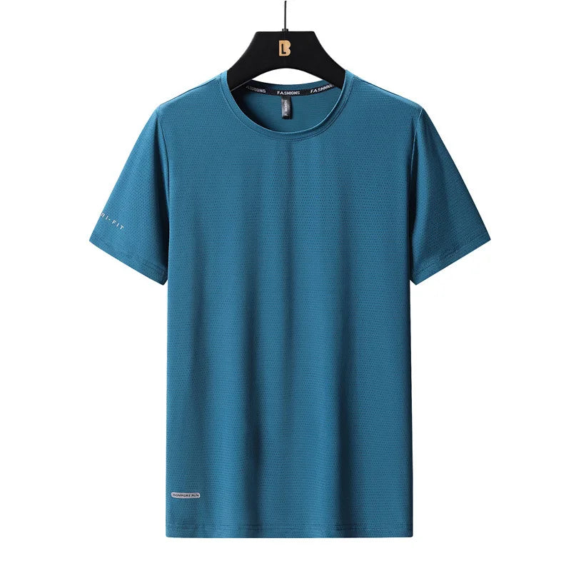 Ice Silk T-Shirts Men Plus Size Tshirt Tee Shirt Breathable Running Top