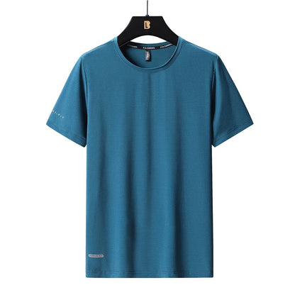 Ice Silk T-Shirts Men Plus Size Tshirt Tee Shirt Breathable Running Top