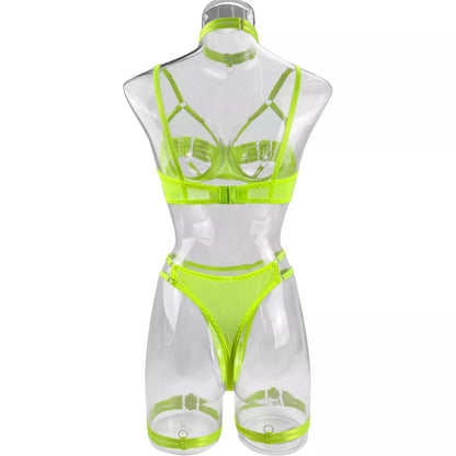 5-Piece Costume Hollow Underwear Sensual Open Bra Outfits Lingerie Set - The Clothing Company Sydney