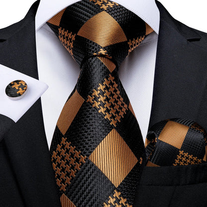 Luxury Black & Gold Paisley Silk Tie Set – Men's Necktie, Pocket Square & Cufflinks Gift The Clothing Company Sydney