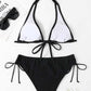 2 Piece Swimsuit Swimwear Bikini Micro Solid Black Bikinis Set Push Up Swim Suits Brazilian Beach Summer Bathing Suit The Clothing Company Sydney