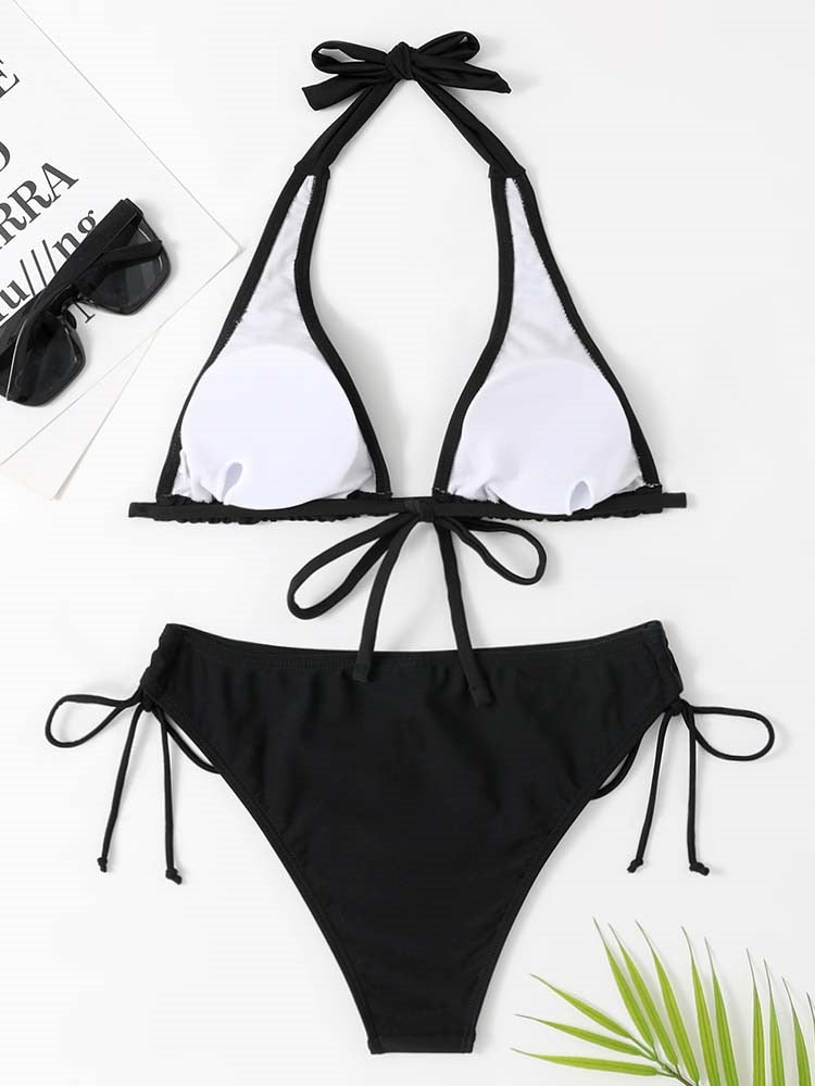 2 Piece Swimsuit Swimwear Bikini Micro Solid Black Bikinis Set Push Up Swim Suits Brazilian Beach Summer Bathing Suit The Clothing Company Sydney