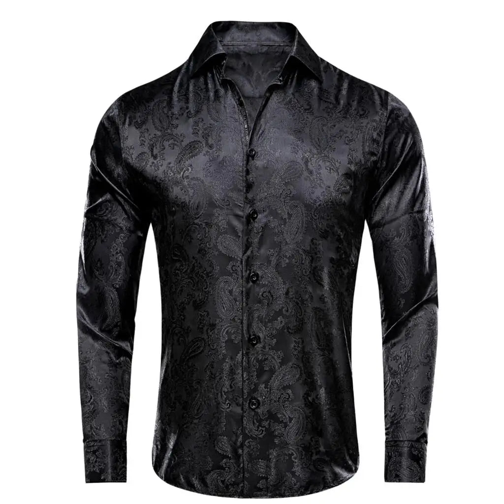 Sky Blue Mens Shirts Spring Autumn Paisley  Long Sleeve Lapel Shirt Business Party Wedding Dress Shirt The Clothing Company Sydney
