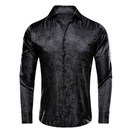 Sky Blue Mens Shirts Spring Autumn Paisley  Long Sleeve Lapel Shirt Business Party Wedding Dress Shirt The Clothing Company Sydney