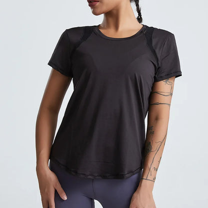 Women's Loose Fit Yoga Tops Short-Sleeved Running Quick-Drying T-Shirts Short Sleeve Sports Hollow Fitness Clothes The Clothing Company Sydney