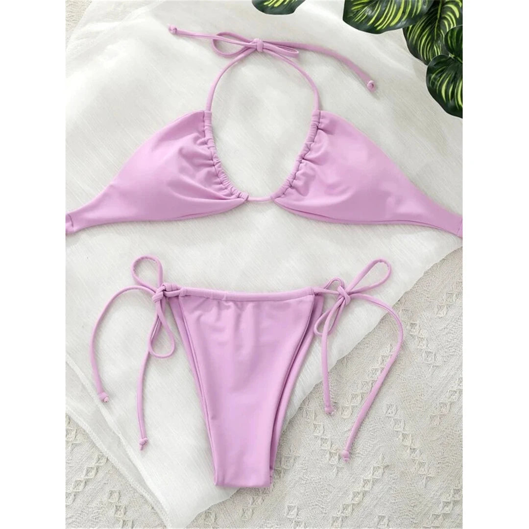 2 Piece Halter Mini Micro Thong Bikini Female Swimsuit Women Bikini set Bather Bathing Suit Swimwear The Clothing Company Sydney