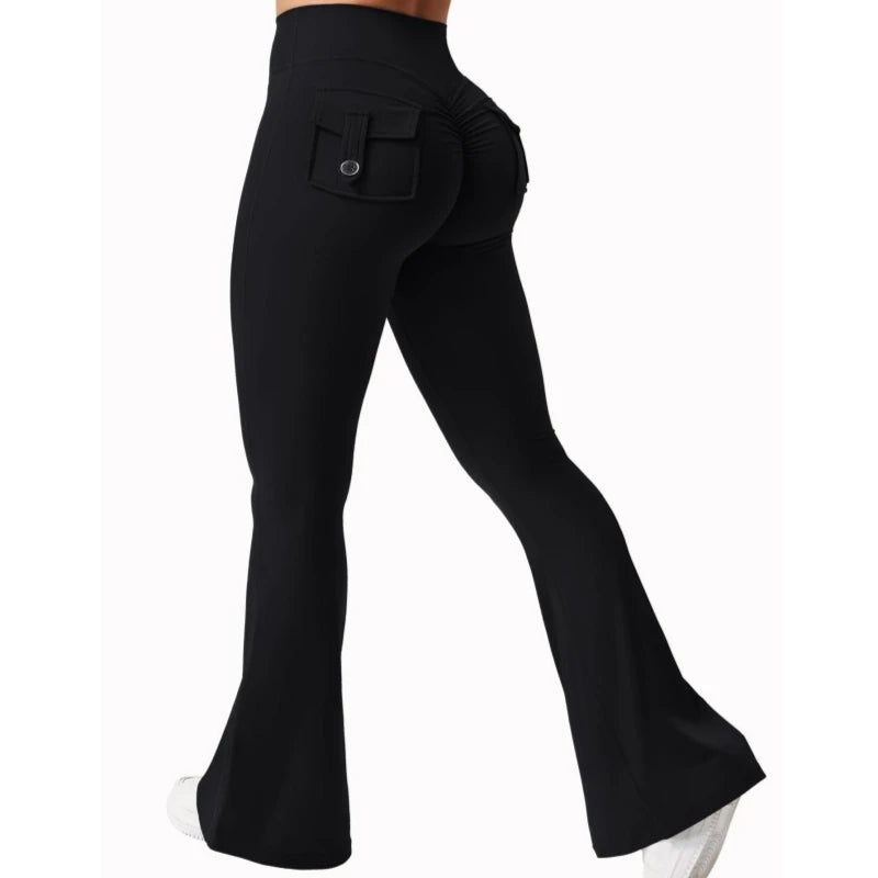 Womens Wide Leg High Stretch Yoga Leggings Compression Fitness Workwear with pockets Yoga Pant ﻿ The Clothing Company Sydney