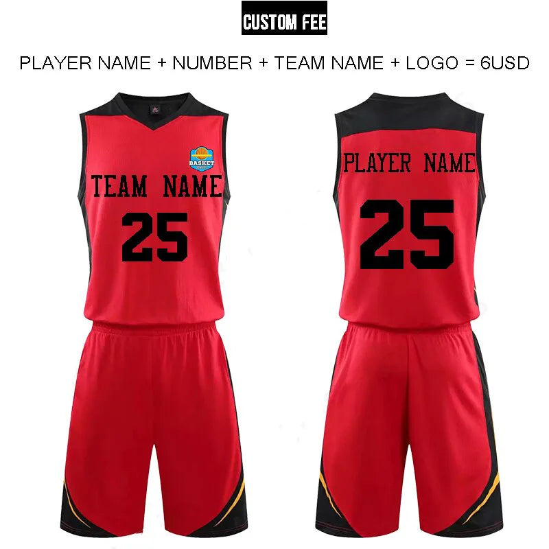 2 Piece Sportswear Basketball Jersey Shorts Set Blank custom Men Women Kids Basketball Uniforms