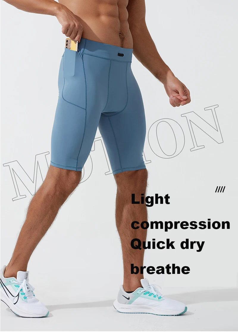 Men's Compression Quick Dry Bodybuilding Tights Fitness Leggings Elastic Waist Sport Bottoms Gym Running Shorts