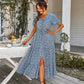 Vintage Floral Dresses for Women Elegant Loose Slit Summer Beach Holiday Leisure Long High Waist Print Dress