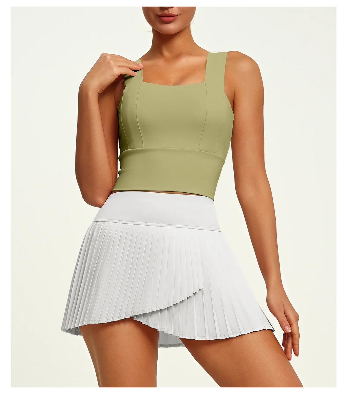 2 Piece Fitness Matching Set Women's Gym Sports Bra Sleeveless Crop Top+ Skirts Tennis Skorts Running Tracksuit Workout Sportswear