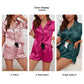 Women's Silk Satin Pyjama Set Button Down Short Sleeve Tops With Shorts 2 Pieces Sleepwear Suit Nightwear Loungewear The Clothing Company Sydney