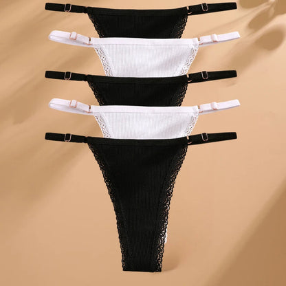 5 Pack G-string Panties Cotton Women's Underwear  Adjustable Waist Pantys Bikini Thongs Lingerie The Clothing Company Sydney