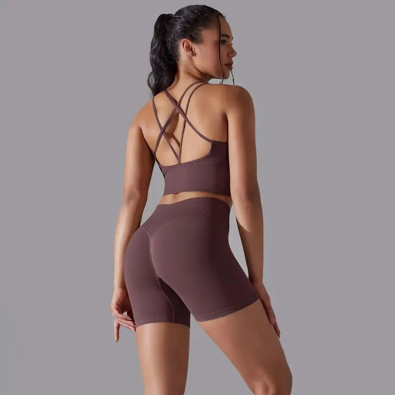 2 Piece Yoga Set Women's Tracksuit Seamless Running Workout Sportswear Gym Clothing Leggings Bra Fitness Suit The Clothing Company Sydney