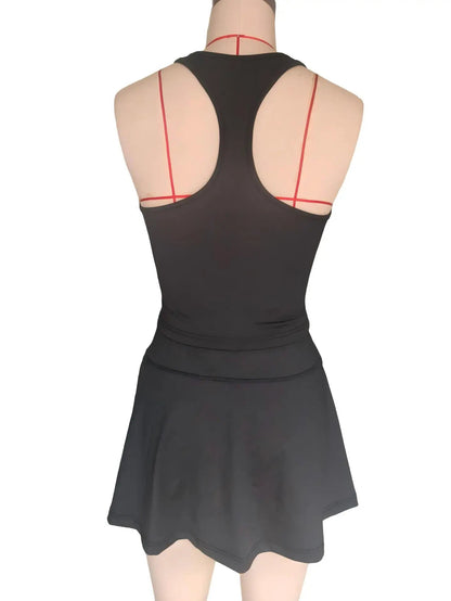 2 Piece Tennis Dresses Side Slit Mini Skirt Set Workout Crop Tank Top Golf Outfits The Clothing Company Sydney