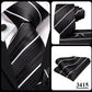 3 Piece Black Floral Silk Wedding Tie For Men Handky Cufflink Elegant Necktie Set For Men