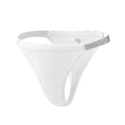 Women's lace G-string thong panties in breathable, comfortable stretch fabric, elegant plus size lingerie