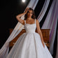 Vintage A-Line Sequins Square Collar Bridal Gown Sweep Train Spaghetti Strap Wedding Dresses The Clothing Company Sydney